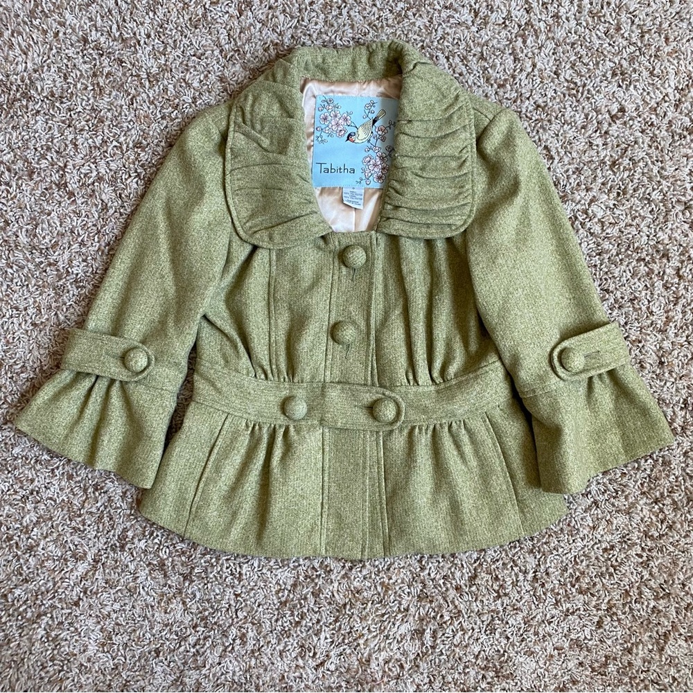 Tabitha Pea Green Cropped Blazer Pea Coat Jacket